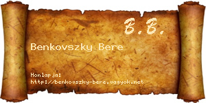 Benkovszky Bere névjegykártya